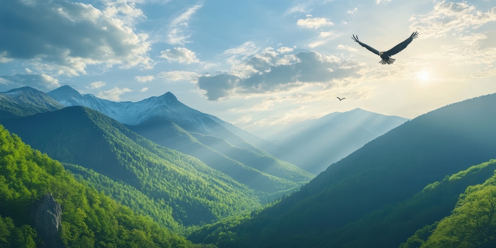 Aigles dans le ciel au-dessus des montagnes La véritable liberté est-elle possible dans ce monde ?