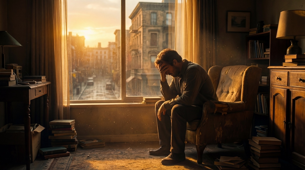 Personne fatiguée assise, illustrant l'épuisement émotionnel et la perte d'élan